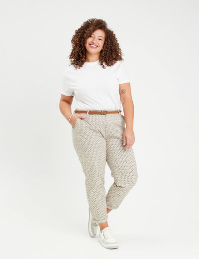Pantalon chino slim 7/8ème blanc femme