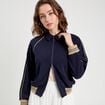 Sweat manches longues zippé bleu marine femme