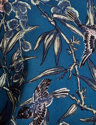 Blouse manches longues encolure bateau bleu p&eacute;trole femme