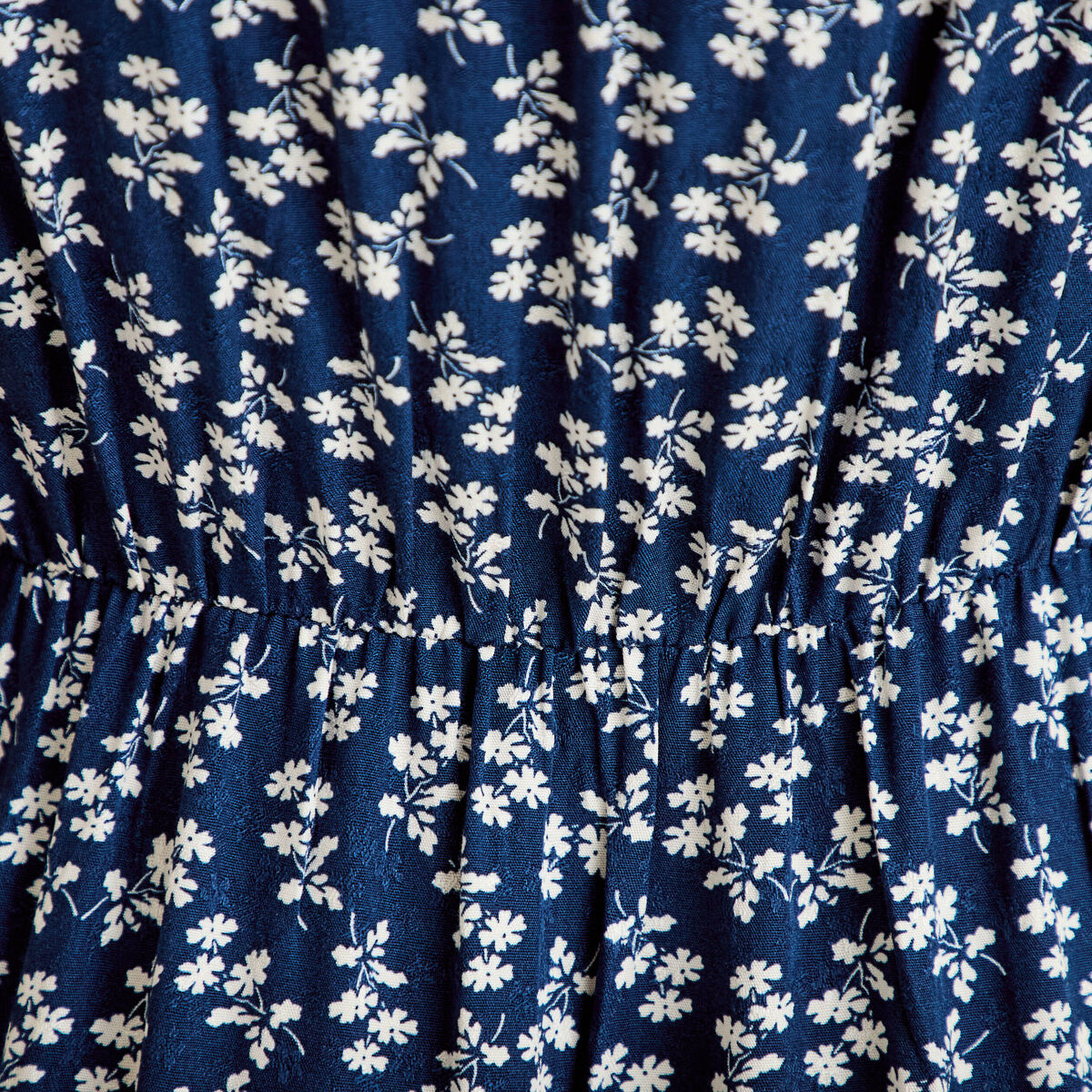 Robe longue &eacute;vas&eacute;e col v dentelle bleu marine femme