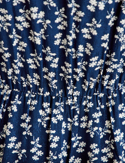Robe longue &eacute;vas&eacute;e col v dentelle bleu marine femme
