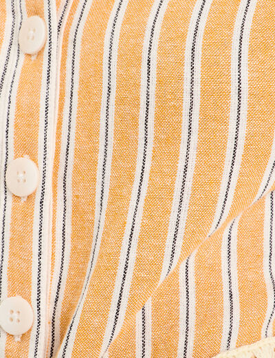 Combishort ceinturée contenant du lin jaune femme