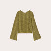 T-shirt ajouré manches pagodes vert olive femme