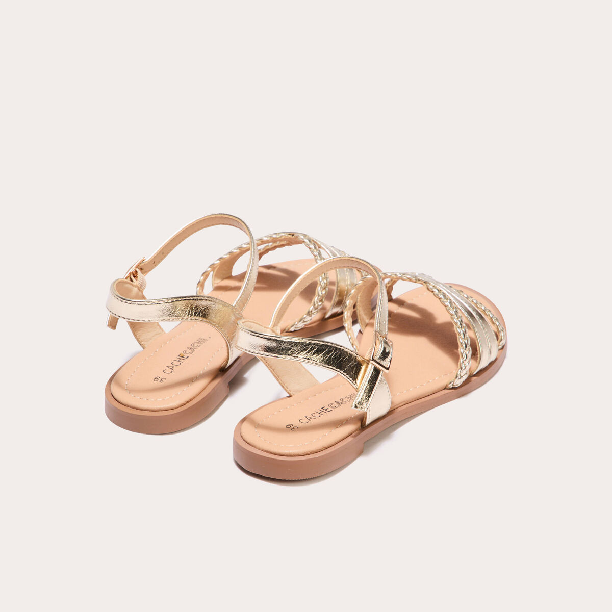 Sandales plates couleur or femme