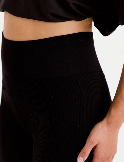 Leggings taille haute sans couture noir femme