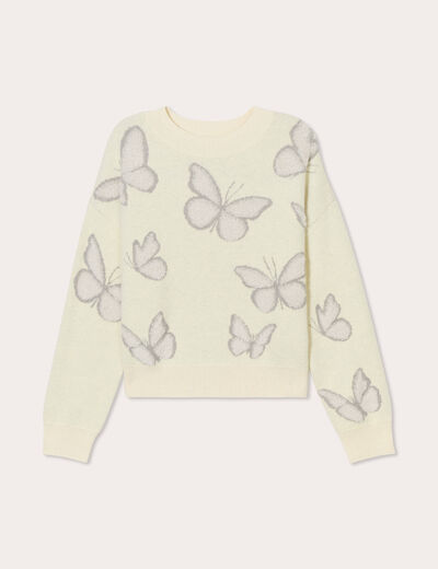 Pull manches longues jaune clair femme