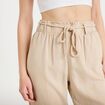 Pantalon droit 7/8&egrave;me taille haute sable femme