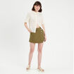 Jupe-short droite en jean vert kaki femme