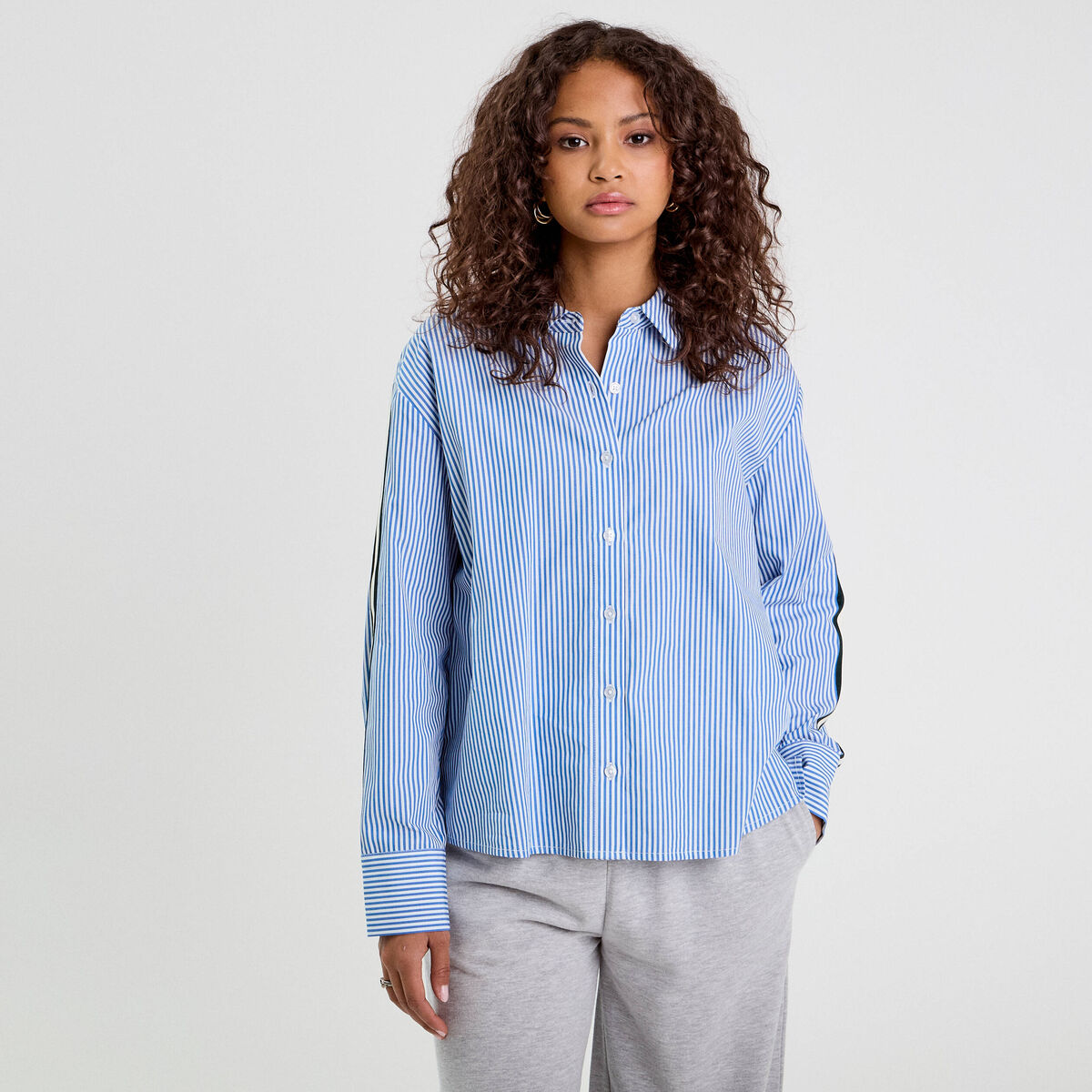Chemise manches longues bleu femme