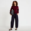 Pull col rond manches longues bordeaux femme