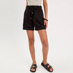 Short regular contenant du lin noir femme