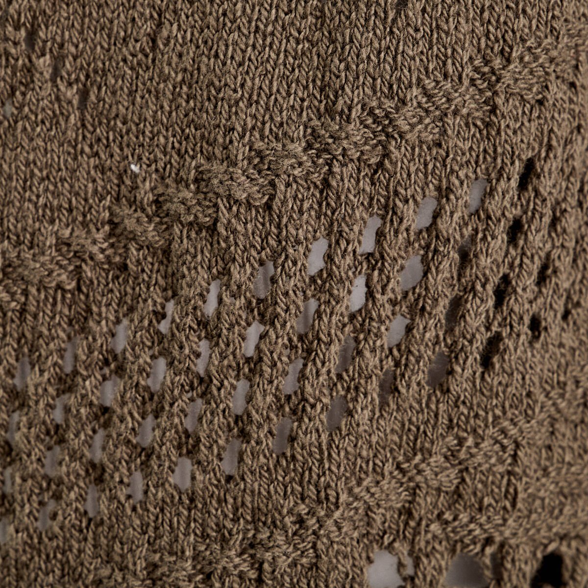 Gilet ajouré avec franges vert kaki femme