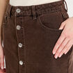 Jupe midi droite en jean marron foncé femme