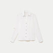 Chemise droite pliss&eacute;e manches longues ecru femme