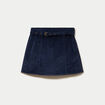 Jupe-short &eacute;vas&eacute;e velours ceinture bleu marine femme