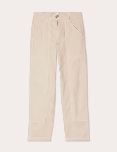 Pantalon chino slim sable femme