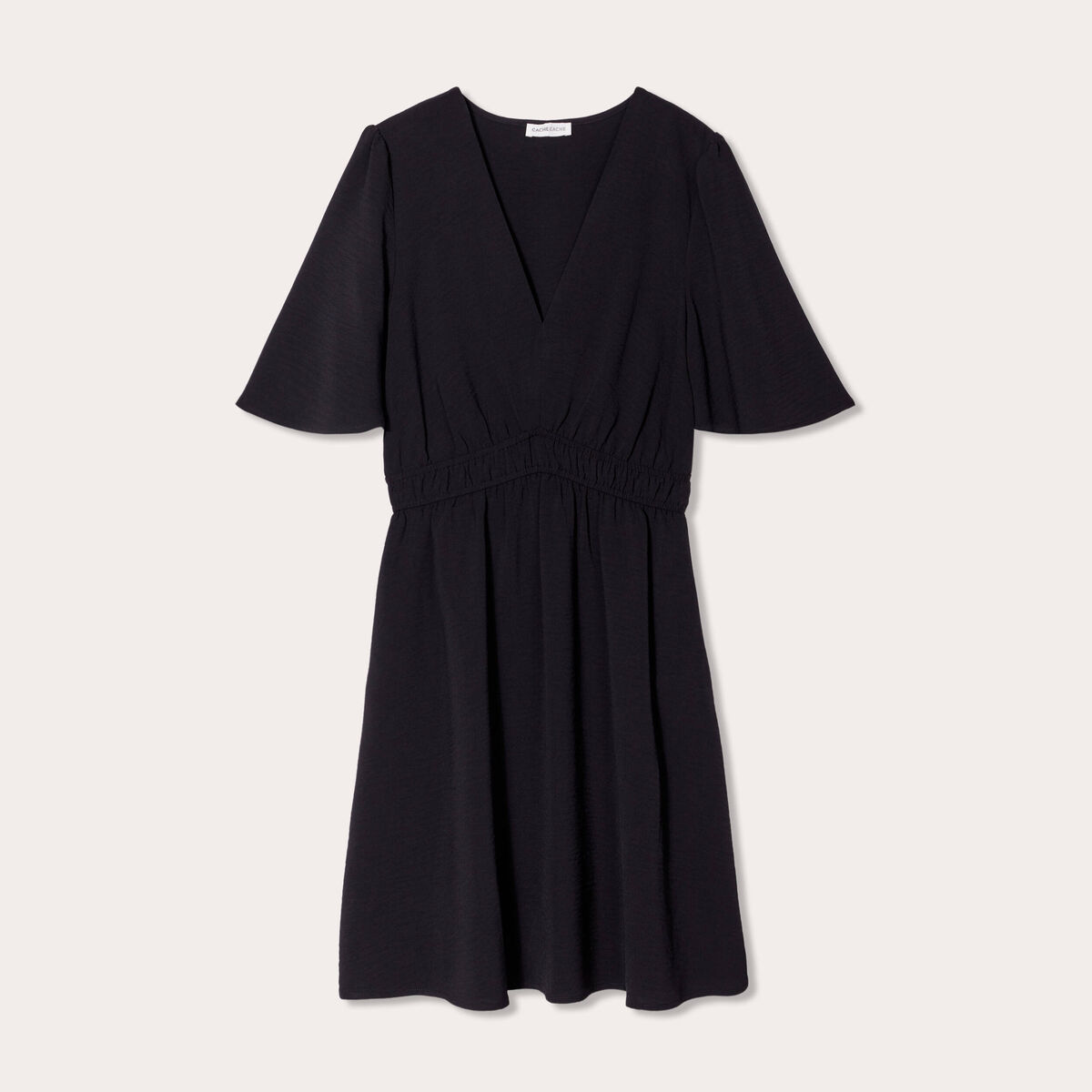 Robe évasée taille élastiquée noir femme