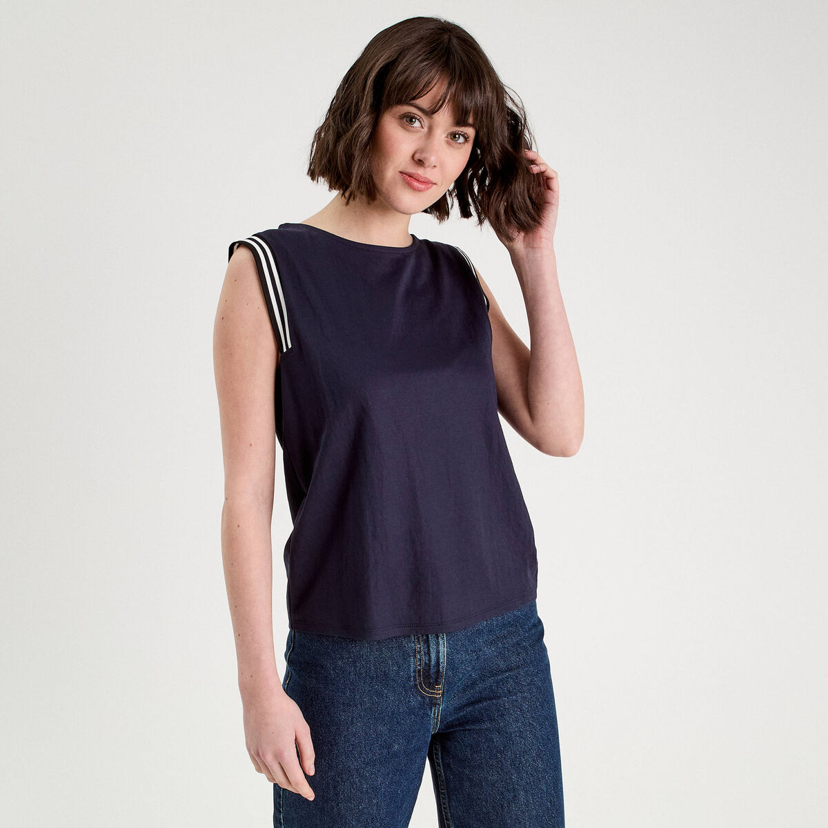 Débardeur sans manches bleu marine femme