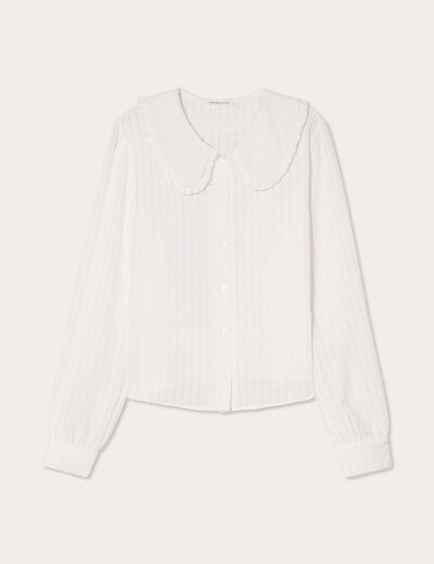 Blouse col claudine ecru femme