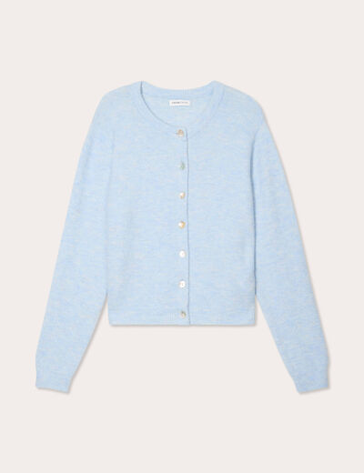 Gilet manches longues bleu pastel femme