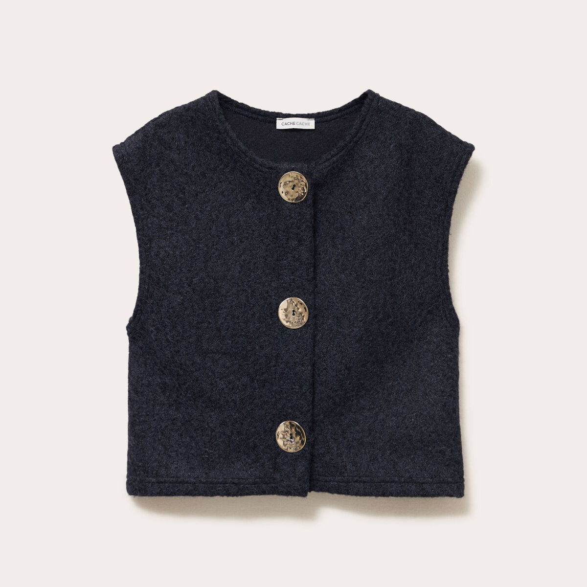 Gilet sans manches effet polaire bleu marine femme