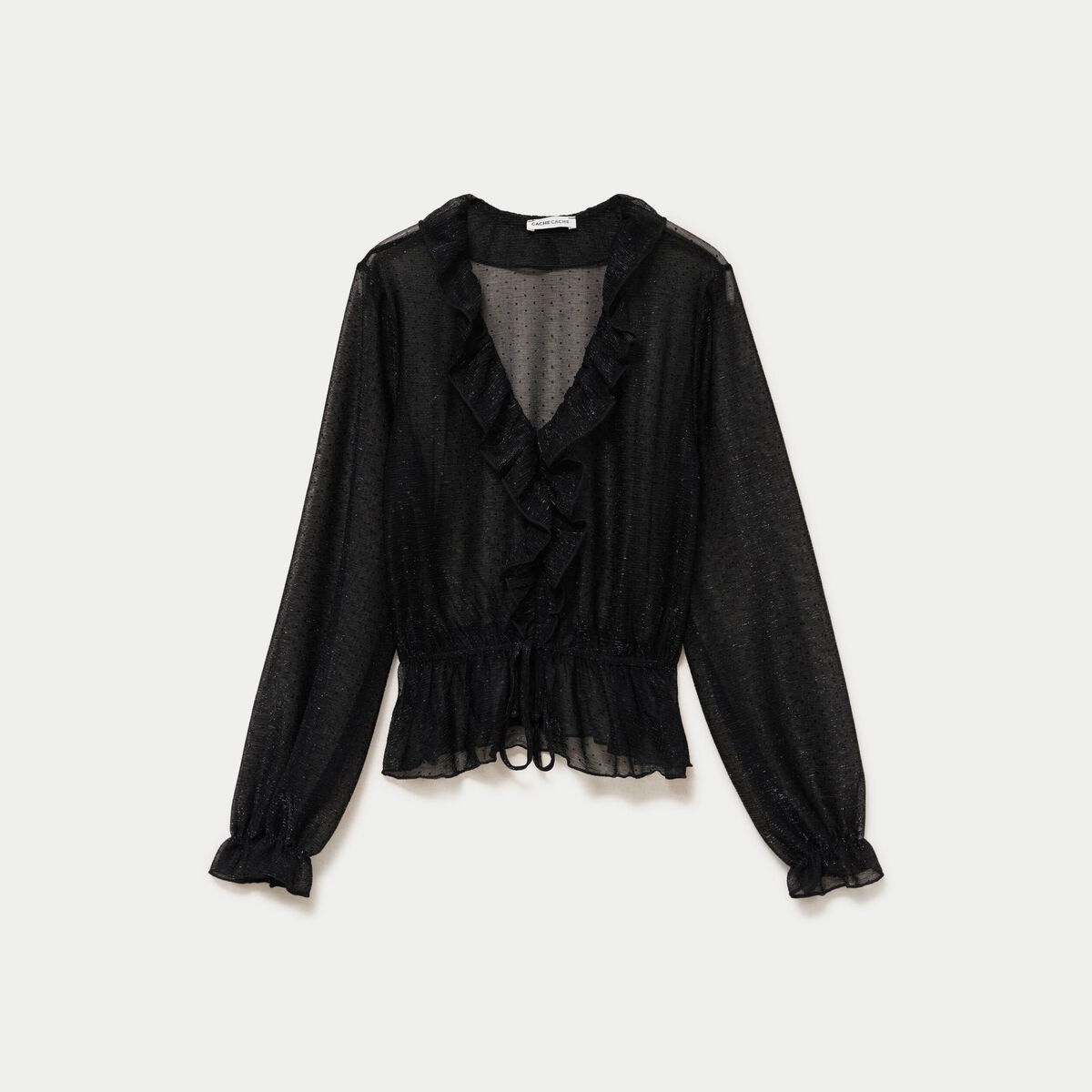 Blouse d&eacute;collet&eacute; manches longues gris argent femme