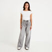Jean wide leg taille haute Petite denim gris femme