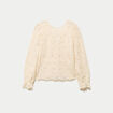 Blouse droite col v en dentelle ecru femme