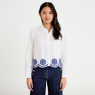 Chemise col classique avec broderie ecru femme