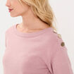 Pull fin col rond manches longues rose poudr&eacute;e femme