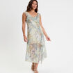Robe longue évasée volants blanc femme