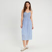 Robe midi évasée bretelles bleu clair femme