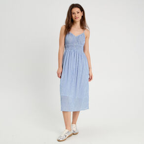 robe midi evasee bretelles bleu clair femme Robe midi évasée bretelles bleu clair femme