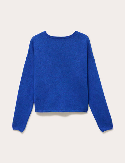 Pull manches longues bleu electrique femme
