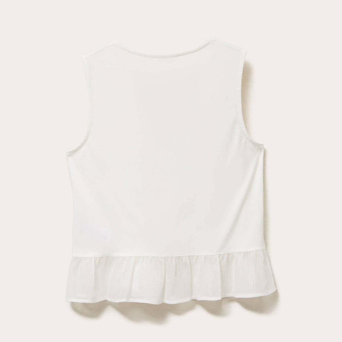 Blouse sans manches volants ecru femme