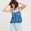 Top bretelles fines bleu fonc&eacute; femme