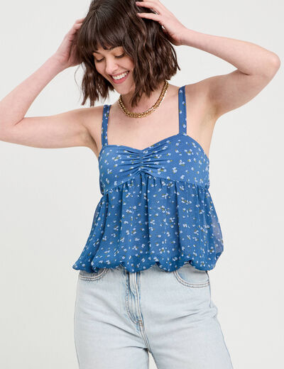 Top bretelles fines bleu foncé femme