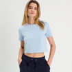 T-shirt cropped bleu clair femme