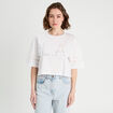 T-shirt cropped brodé blanc femme