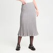 Jupe tricot midi droite gris clair femme