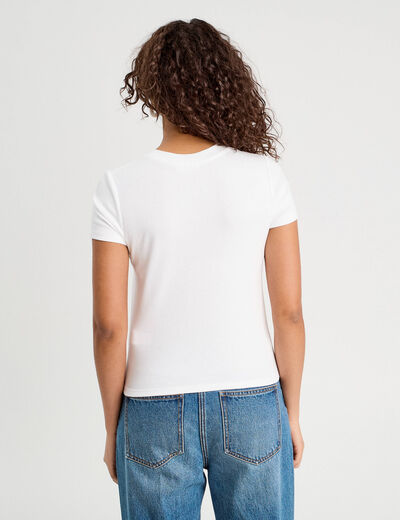 T-shirt cropped cintré blanc femme