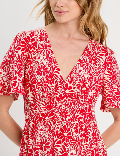Robe longue évasée blanc femme