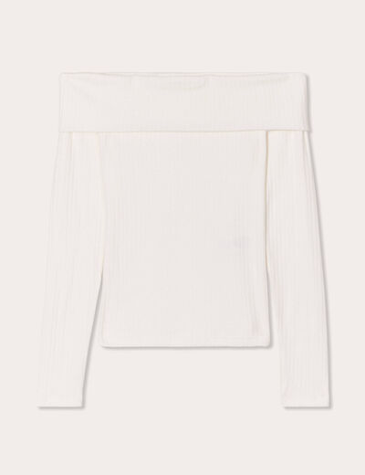 T-shirt manches longues ecru femme