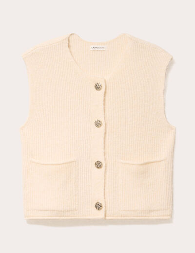 Gilet sans manches ecru femme