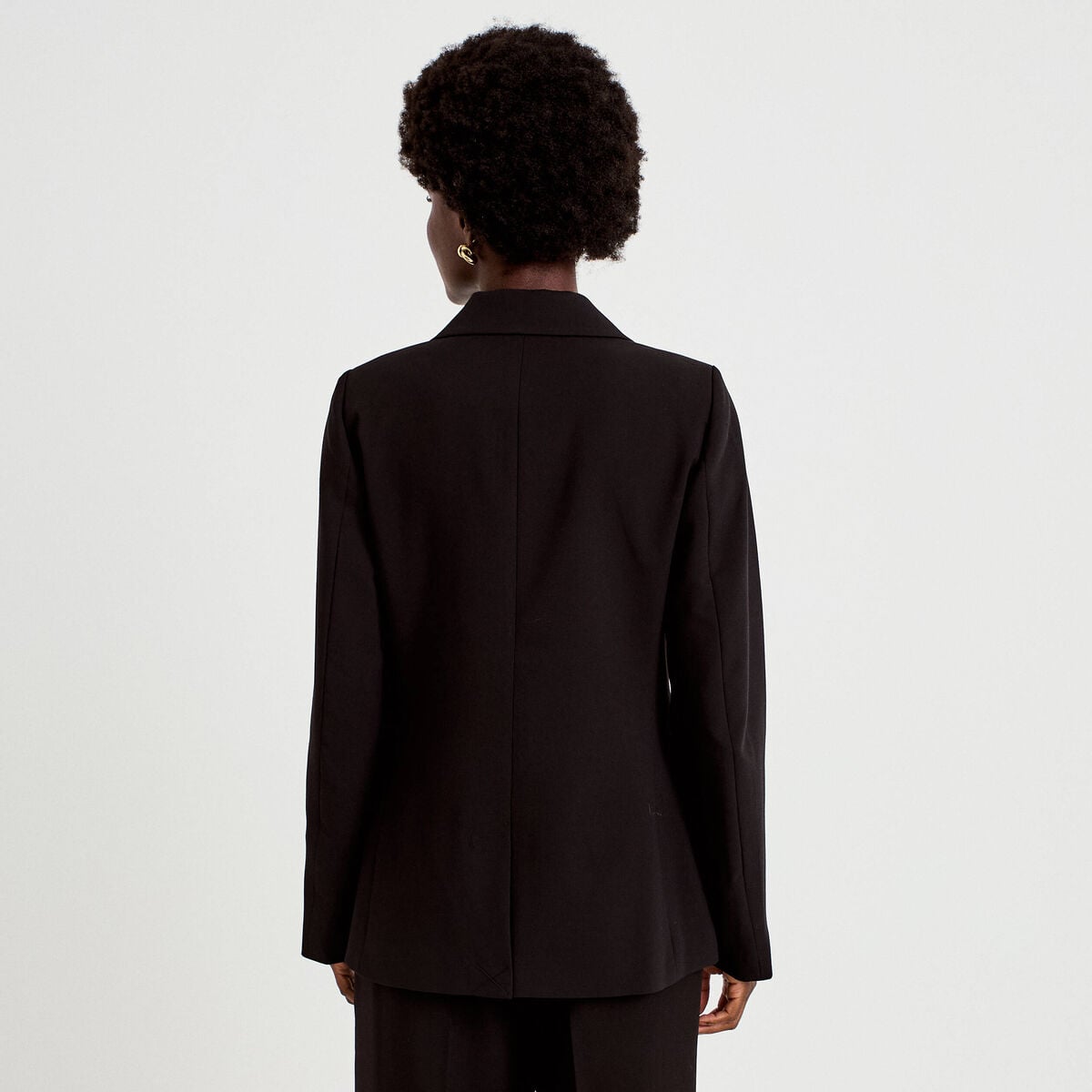 Blazer droit manches longues noir femme