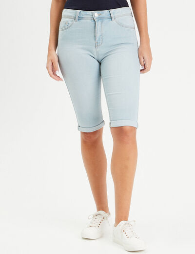 Bermuda slim en jean denim bleach femme