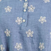Blouse manches 3/4 brod&eacute;e bleu femme