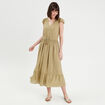 Robe longue évasée plumetis vert pastel femme