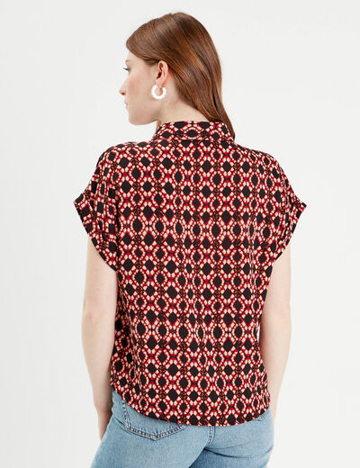 Chemise manches courtes rouge femme