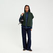 Gilet oversize cropped manches courtes vert fonc&eacute; femme